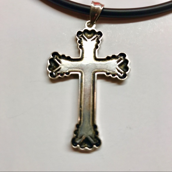 Sterling Silver Stylized Cross Of Hearts Pendant - Picture 8 of 8